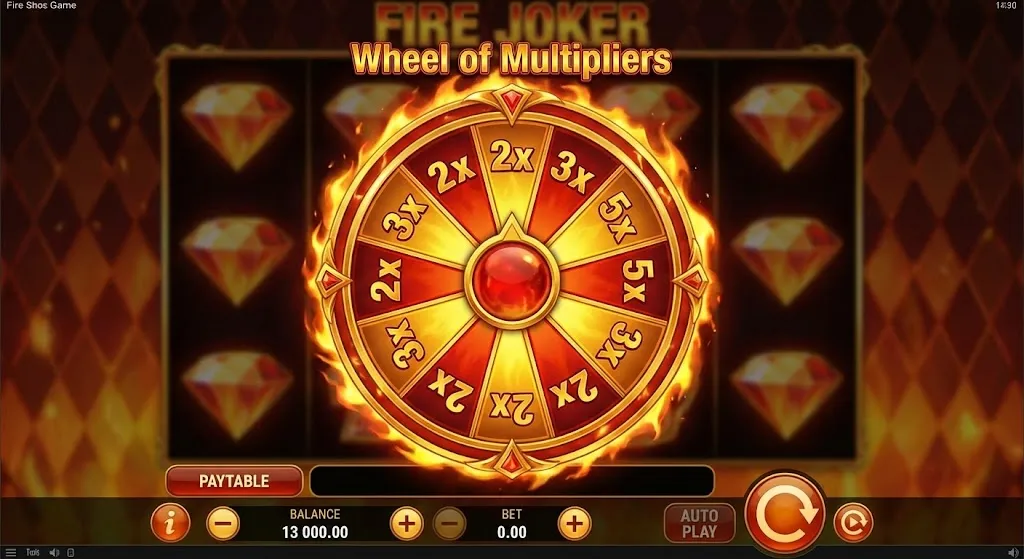 Fire Joker Wheel of Multipliers — Multiplikator-Sektoren von 2× bis 10×
